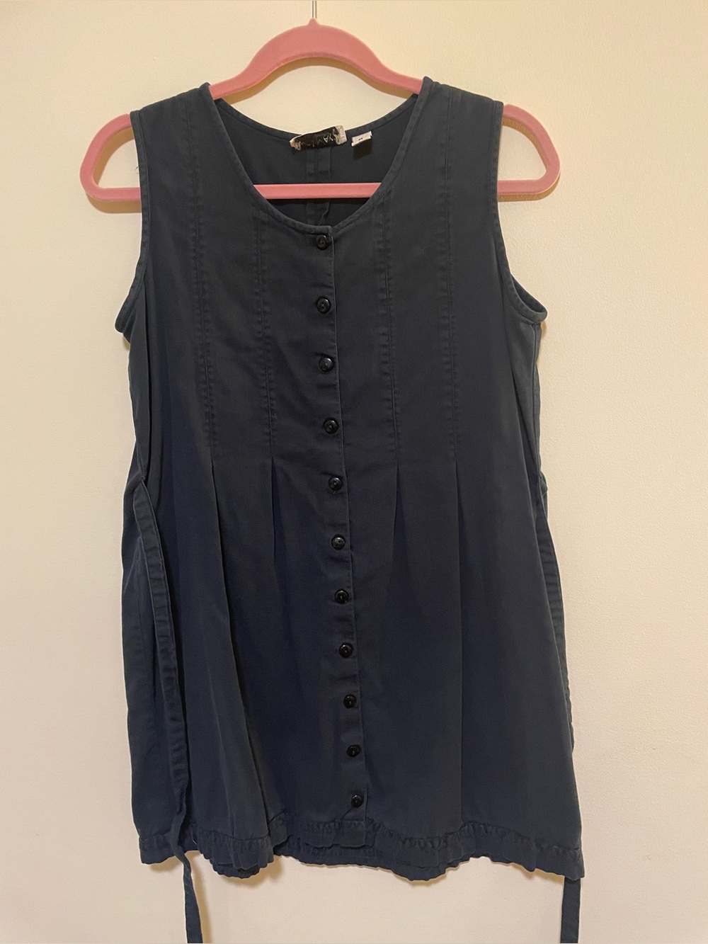 Sleeveless Button-Front Tunic Top - Navy/dress